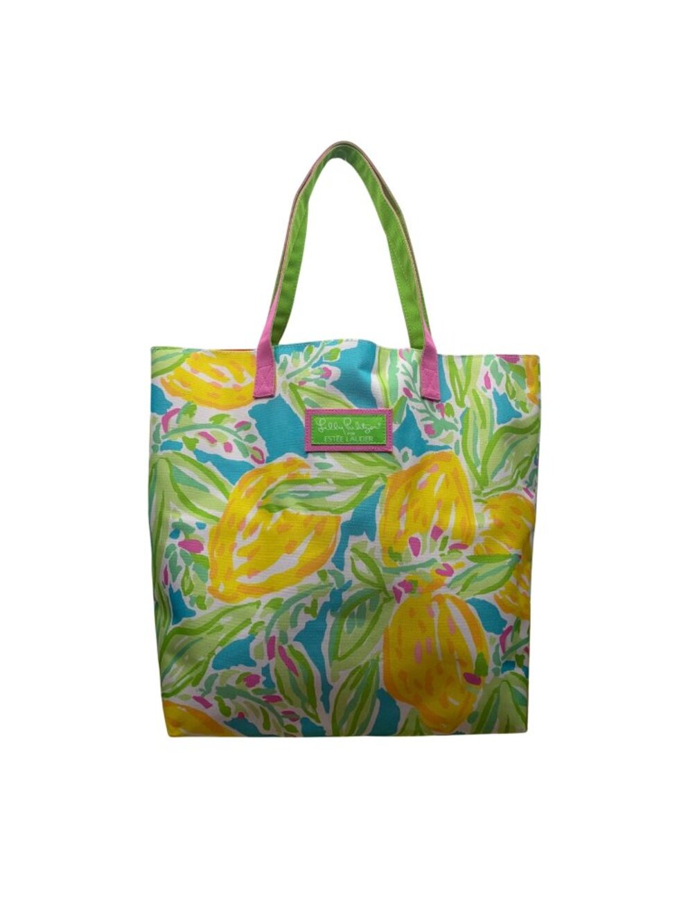 Lilly Pulitzer Women’s Green Multicolor Lemon Print Summer Carryall Tote Bag